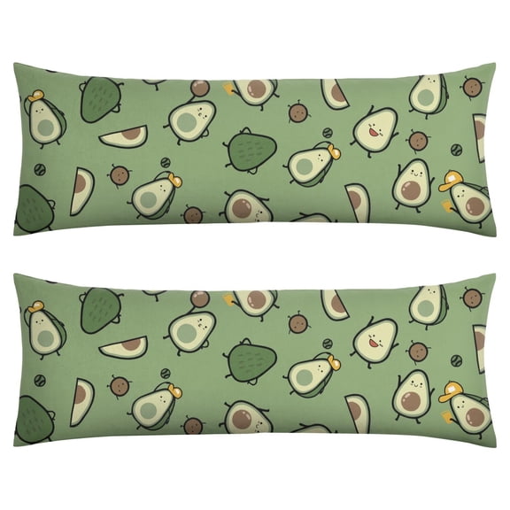 Green Avocado Lover Body Pillow Cover 20x54 - Cute Fresh Fruit Print Long Pillow Case with Invisible Zipper, Full-Length Support Cozy Pillow Protector for Sleeping & Maternity
