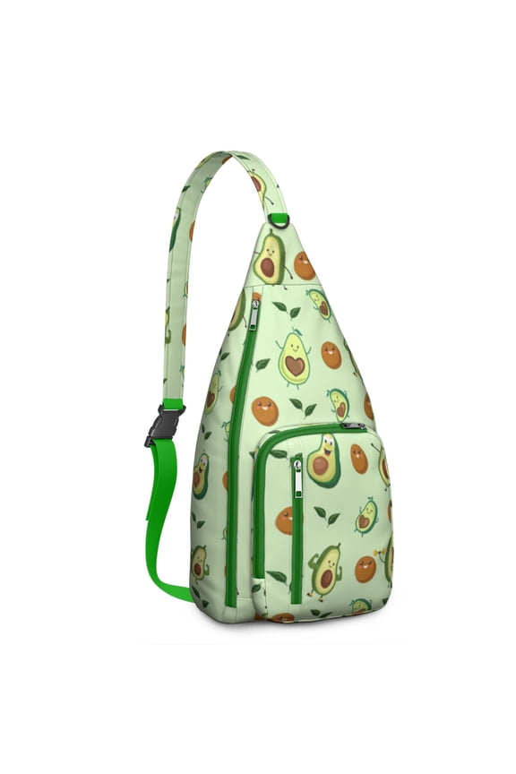 Green Avocado Sling Backpack&nbsp;- Healthy Fruit Art Print, Fashionable Multi-Functional Travel Bag