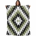 thumbnail image 1 of Green Aztec Blanket Soft Cozy Warm Throw Blanket for Couch, Plush Fuzzy Flannel Fleece Blankets for Sofa, Black White Southwest Retro Geometric Bed Blankets Lightweight Gifts for Women, 50"x60", 1 of 9