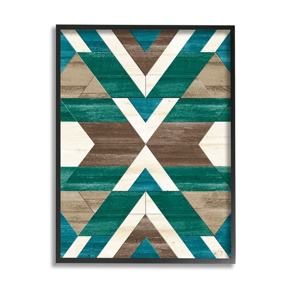 Green Aztec Geometric Pattern Abstract Graphic Art Black Framed Art Print Wall Art