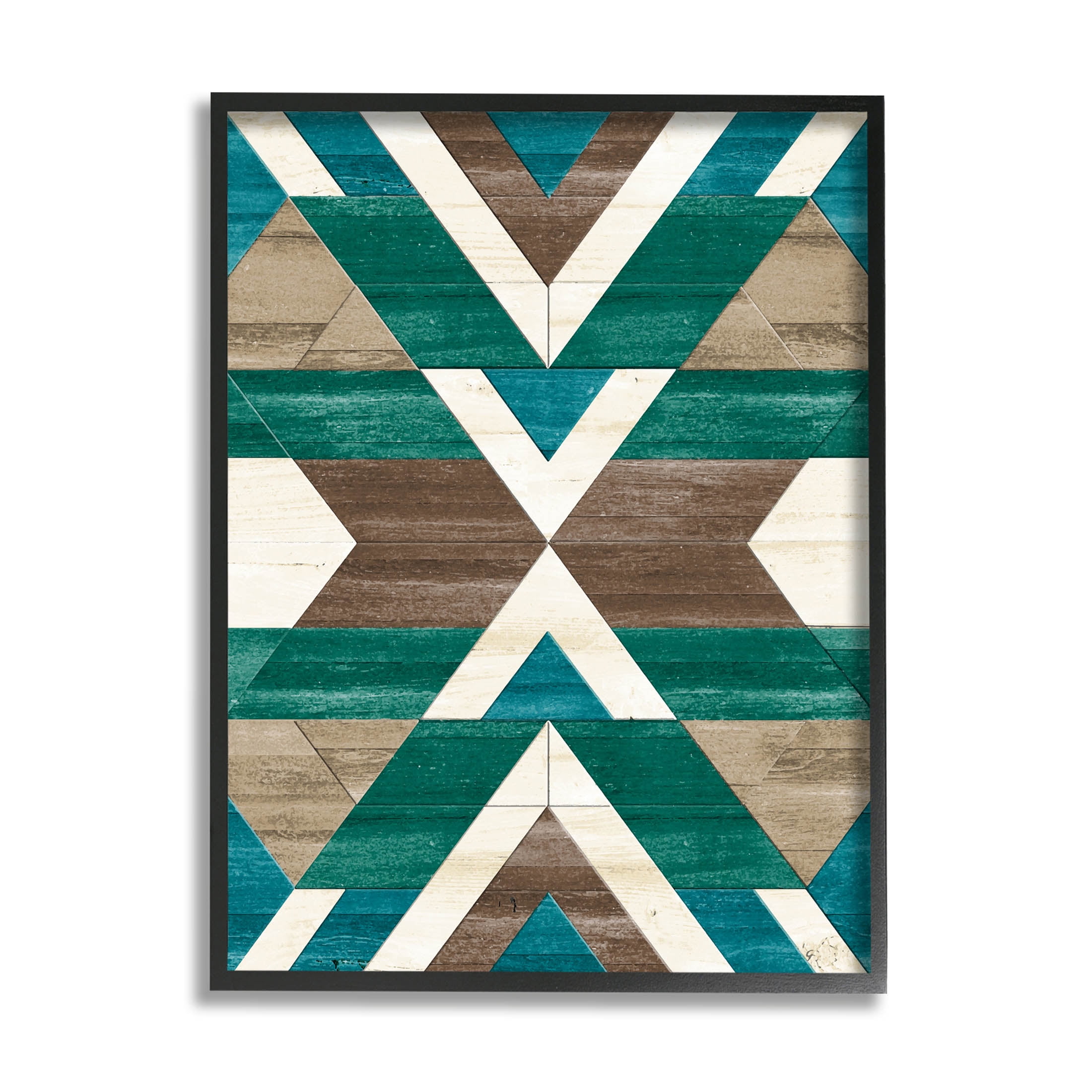Green and Brown Aztec Geometric Pattern Canvas Print