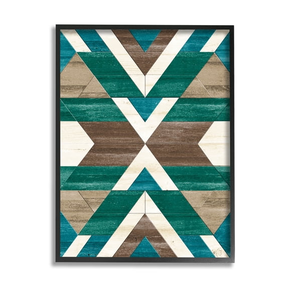 Green Aztec Geometric Pattern Abstract Graphic Art Black Framed Art Print Wall Art