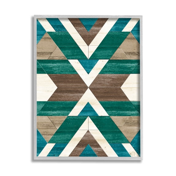 Green Aztec Geometric Pattern Abstract Graphic Art Gray Framed Art Print Wall Art