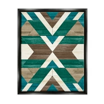 Green Aztec Geometric Pattern Abstract Graphic Art Jet Black Framed Art Print Wall Art