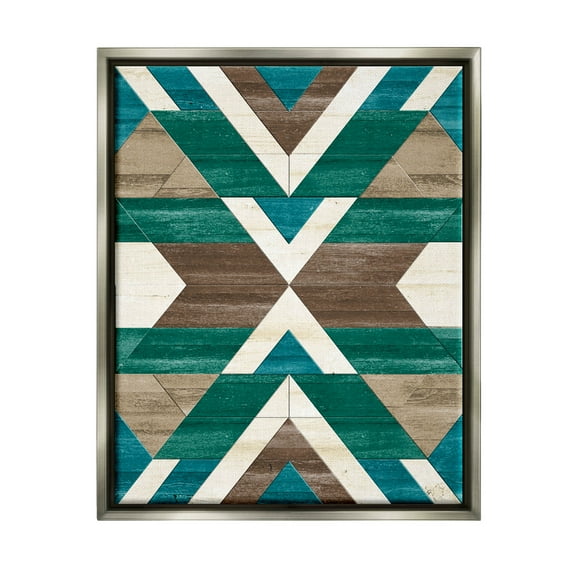 Green Aztec Geometric Pattern Abstract Graphic Art Luster Gray Framed Art Print Wall Art