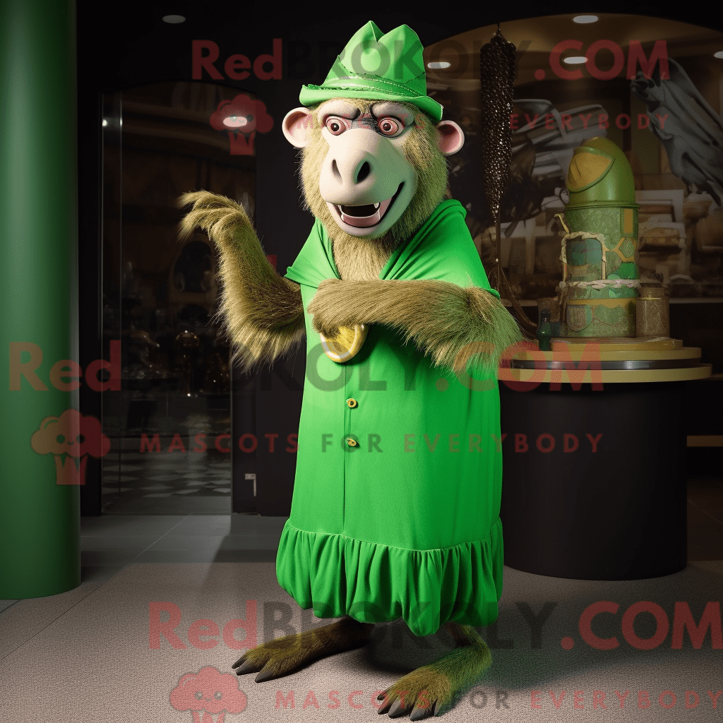 Green Baboon REDBROKOLY mascot costume character dressed with a Empire ...