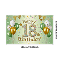 thumbnail image 1 of Green Backdrop Happy 18th Birthday Banner with Glittery Crowns Balloons and Confetti Party Decoration Supplies Photography Props Birthday Party Decor Background, 1 of 7