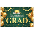 thumbnail image 1 of Green Background Congratulations Grad Banner with Gold Balloons Stars Tassels and Diploma Party Decoration Backdrop for Graduation Celebrations Party Supplies Photography Props Graduation Events, 1 of 6