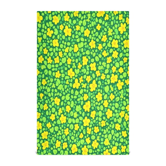 Green Background Flowers Kitchen Towels 6-Piece Pack Tea Towels for Kitchen Decorative Waffle Design 28x18in