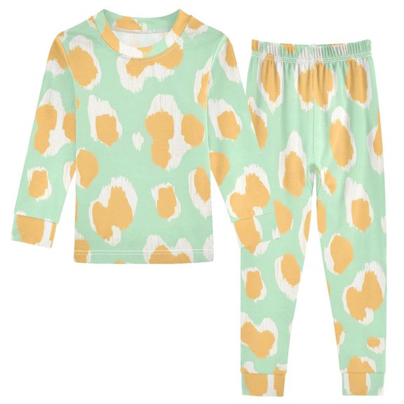 Green Background Pattern Cotton Pajamas 2 Piece Set Sleepwear Soft and Comfortable Homewear Nightwear