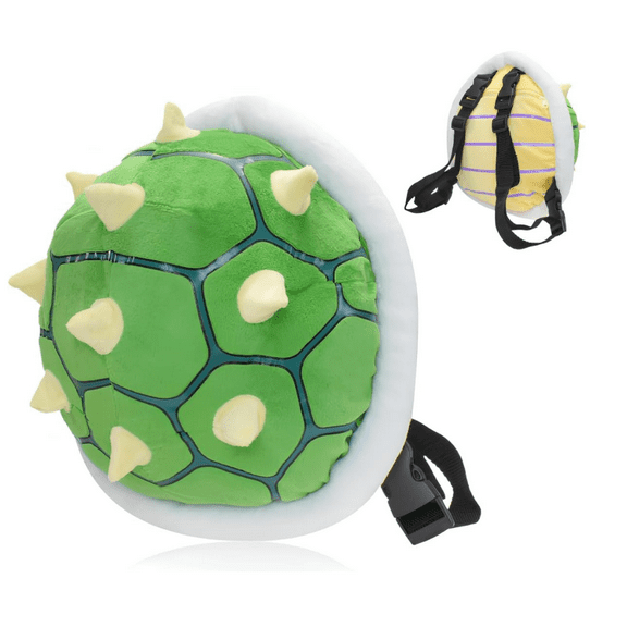 Green Backpack Ultra Yellow Spiked Turtle Shell Backpack Role Play Costume Accessory Prop Soft Stuffed Cartoon Toy 11.4 inch