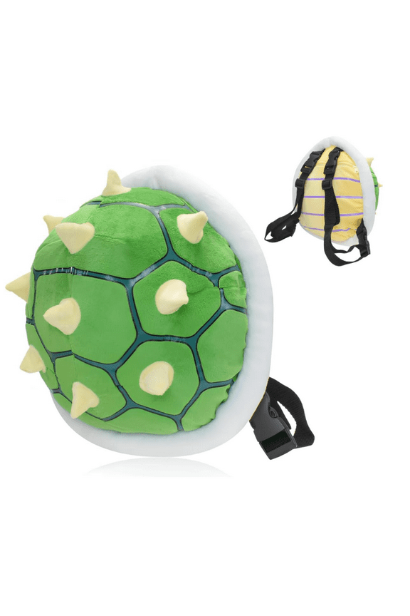 Green Backpack Ultra Yellow Spiked Turtle Shell Backpack Role Play Costume Accessory Prop Soft Stuffed Cartoon Toy 11.4 inch