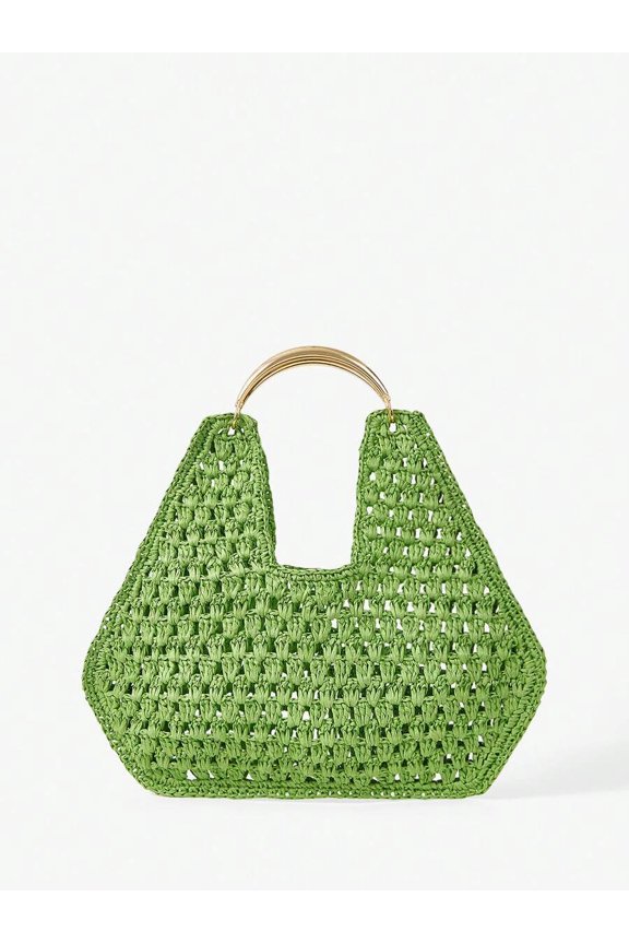 Green Bag With Gold-Tone Ring Handle