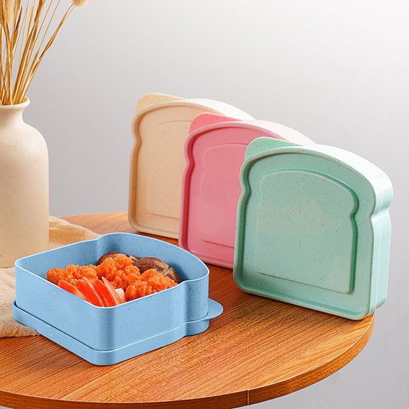 Green Bamboo Fiber Sandwich Storage Container Portable Lunch Box 2L for Meal Prep Travel
