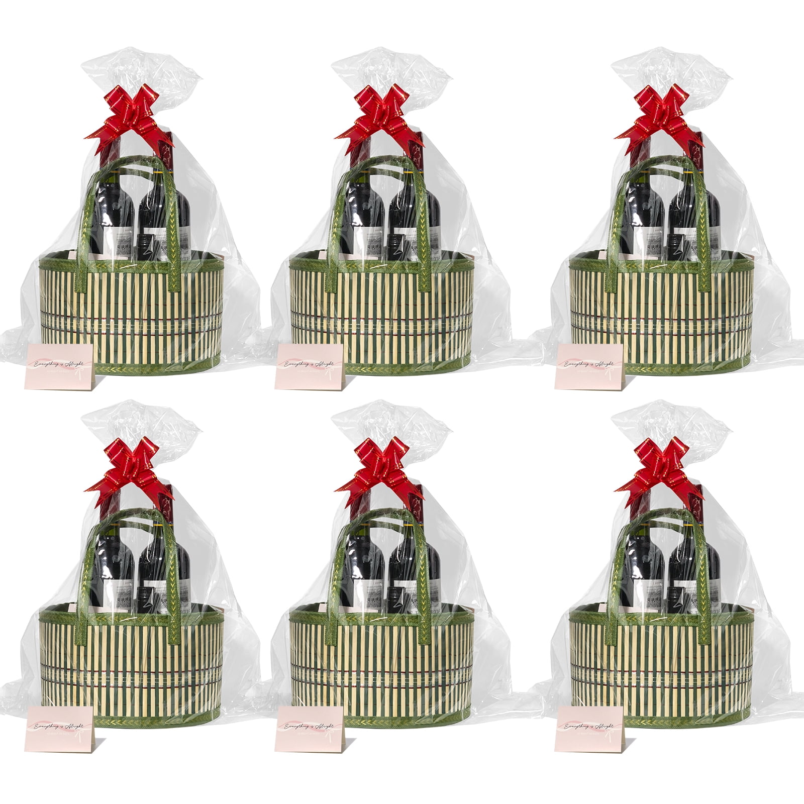 Green Bamboo Gift Basket Set, 6 Pack Decorative Storage Baskets with ...