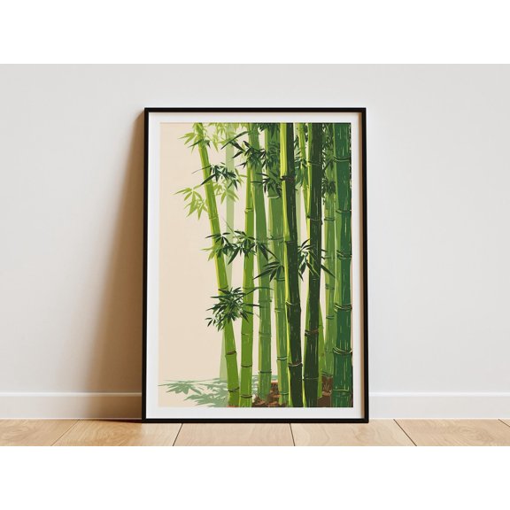 Green Bamboo Grove Asian Zen Wall Art Poster Decor Unframed Paper Print