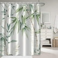 thumbnail image 1 of Green Bamboo Shower Curtain, Watercolor Green Leaves Shower Curtain for Bathroom Waterproof Fabric Spring Botanical Shower Curtain Set with Hooks, 72x72 Inch, 1 of 6