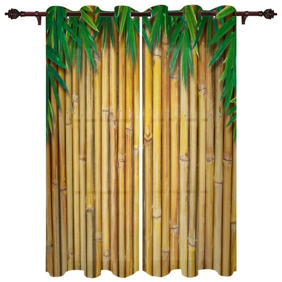 Green Bamboo Window Curtain for Bedroom Home Decor Living Room Backdrop Curtain Kitchen Curtain