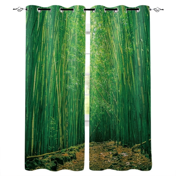 Green Bamboo Window Curtains for Living Room Bedroom Kitchen Modern Curtains Home Decoration Drapes Blinds