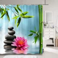 thumbnail image 1 of Green Bamboo Zen Shower Curtain Water Flowers St Reflection Water Scenery Pattern Printed Fabric Bath Curtains Bathroom r, 1 of 7