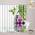 thumbnail image 1 of Green Bamboo Zen Stone Shower Curtains Lotus Flowing Water Zen Landscape Shower Curtain Home Bathroom Decoration Set with Hooks, 1 of 5