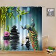 thumbnail image 1 of Green Bamboo Zen Stone Shower Curtains Lotus Flowing Water Zen Landscape Shower Curtain Home Bathroom Decoration Set with Hooks, 1 of 5