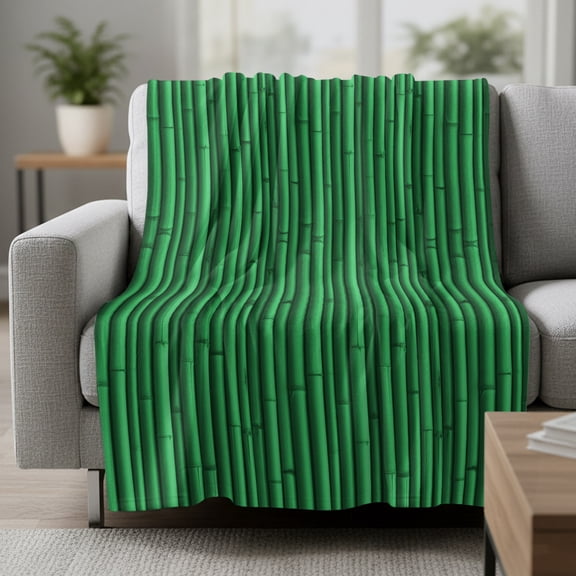 Green Bamboos Fleece Throw Blanket Natural Vintage Bamboos Tree Plant Image Ultra Soft Fuzzy Cozy Flannel Throw Blanket for Couch Sofa Bed Car Travel, Ideal Gifts 30x40 Inches