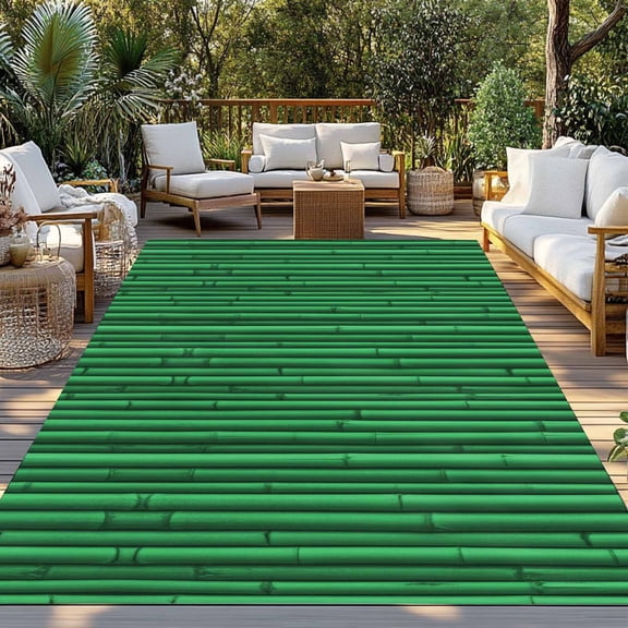 Green Bamboos Indoor Outdoor Rugs 3x5 Ft, Natural Vintage Bamboos Tree Plant Image Outdoor Patio Rugs Mat Washable Outside Area Rugs Carpet for Porch Deck RV Camping Pool Balcony Backyard