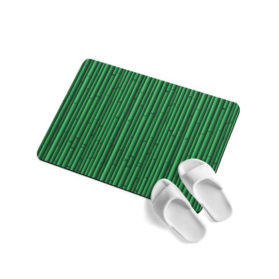 Green Bamboos Soft Diatomaceous Earth Mat, Natural Vintage Bamboos Tree Plant Image Absorbent Bath Mat Non Slip Rubber Backed Quick Dry Doormat Fit Under Door for Bathroom Kitchen 24"x36"
