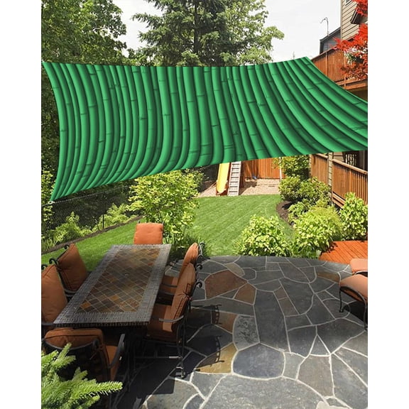 Green Bamboos Sun Shade Sail 12'X16' Natural Vintage Bamboos Tree Plant Image UV Block Outdoor Sail Shades Breathable Waterproof Rectangular Sunshade for Patio Garden Pool Pergola Porch