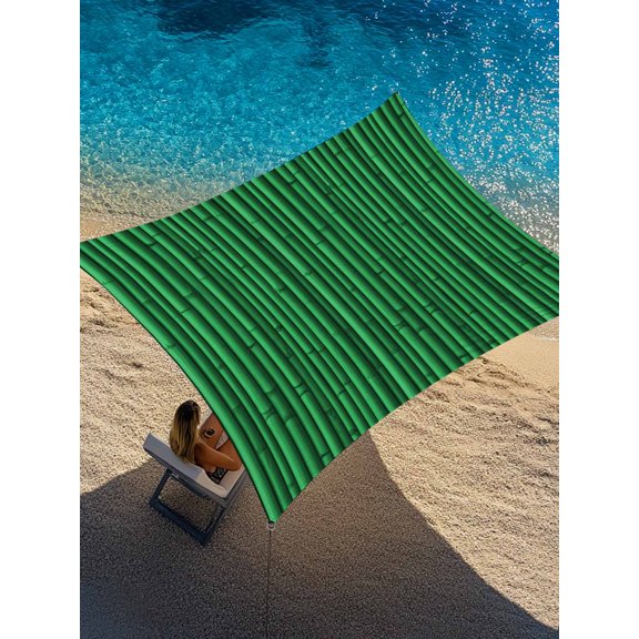 Green Bamboos Sun Shade Sail 12' x 16', Natural Vintage Bamboos Tree Plant Image Rectangle Outdoor Sunshade Canopy, Waterproof UV Block Patio Covers for Garden Yard Beach