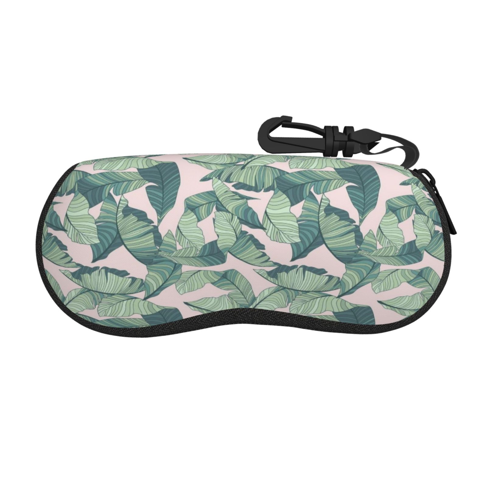Green Banana Leaves On Pink Background Sunglasses Case Neoprene UltraLight and Convenient Soft