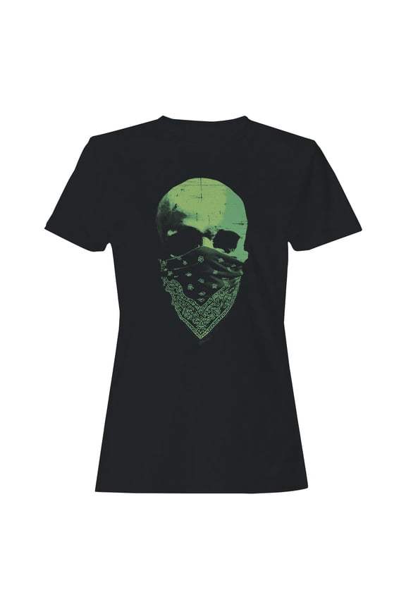 Green Bandana Skull Women's T-shirt
