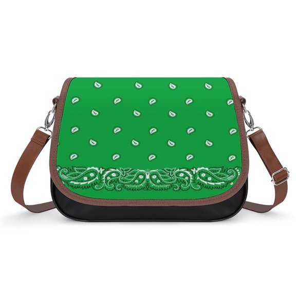 Green Bandanana Vintage Crossbody Bag for Women Medium Leather Hobo Bags Shoulder Bag Classic City Leather Satchels
