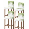 thumbnail image 1 of Green Bar Stool Covers Set of 4, Summer Botanical Leaves Watercolor Stretch Washable Bar Chair Covers with Backs, Removable Pub Counter Height Chair Cover for Kitchen Dining Room Cafe, 1 of 7