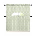 thumbnail image 1 of Green Baroque Swag Kitchen Curtains Sets for Windows 24 Inch Length, Abstract Art Floral Pattern Short Window Curtain Panels Swags Valances and Tiers 3 Piece Set for Cafe/Dining Room, 1 of 5