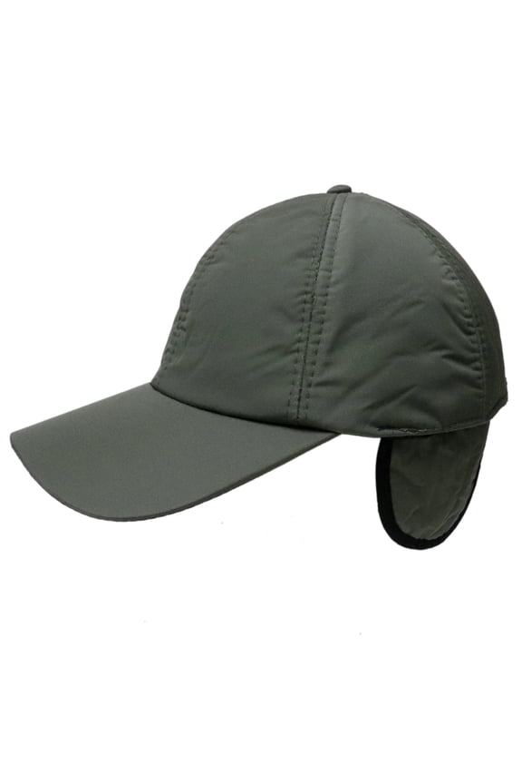 Green Baseball Cap Fleece Interior Winter Warm Hat with Ears Flap Protection