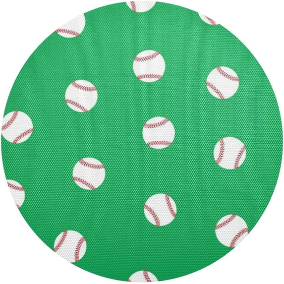Green Baseball Placemats Round Table Mats Non-Slip Washable Heat Resistant Kitchen Place Mat for Home Dining Coffee Tabletop (6PCS) Home Decor