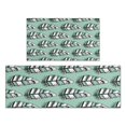 thumbnail image 1 of Green - Based Black and White Geometric Feather Pattern Kitchen Rugs Sets Of 2,Anti Fatigue Kitchen Mat Rugs Non Slip Washable,Decorative Kitchen Floor Mats for Kitchen,Sink,Laundry,17"x30"+17"x47", 1 of 7