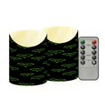 thumbnail image 1 of Green Bat Pattern Flameless Candles 2 PCS with Remote Realistic Moving Flame LED Tapered Pillar Set for Home Decor, 1 of 7