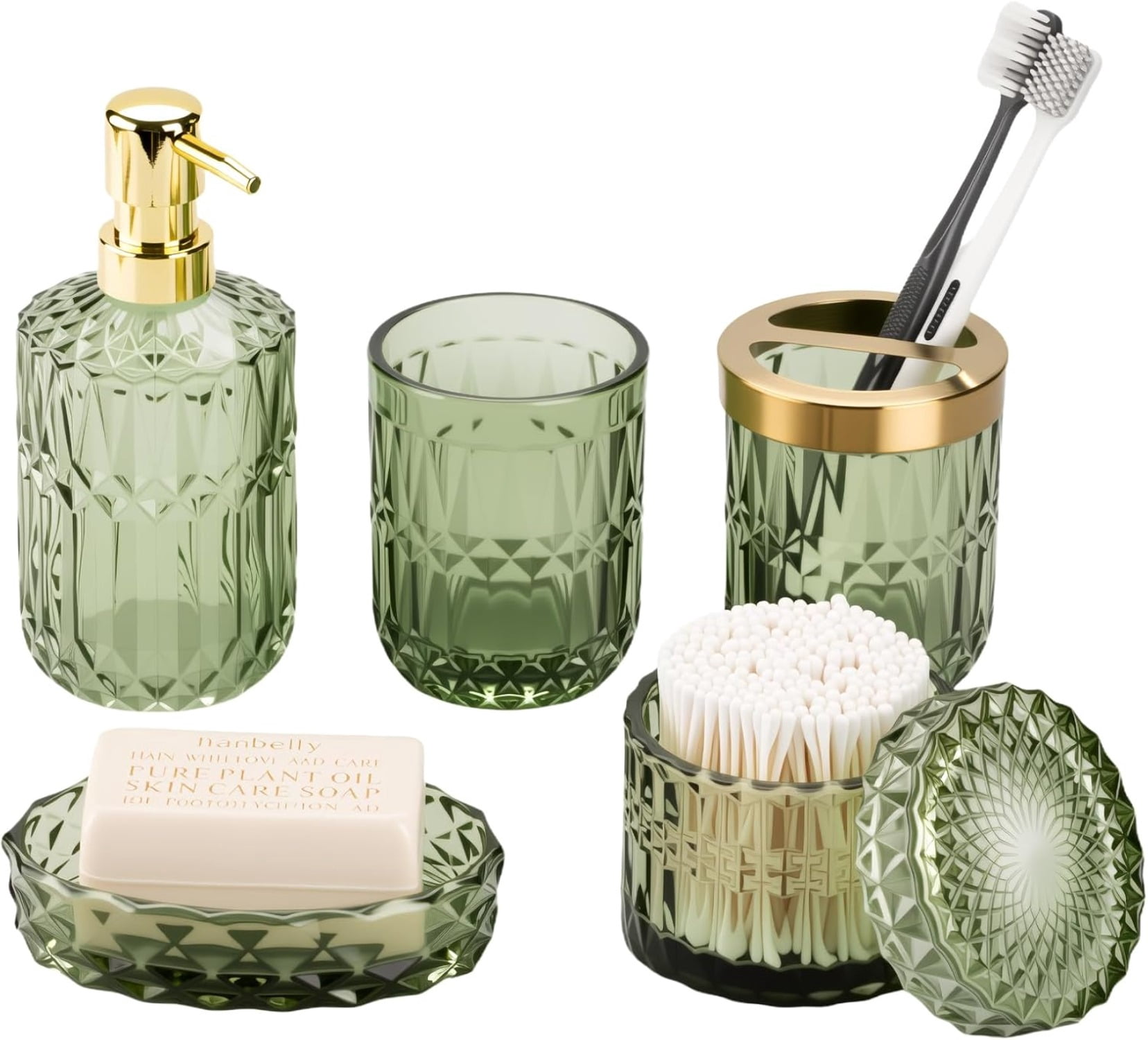 Green Bathroom Accessories Setnull