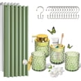 thumbnail image 1 of Green Bathroom Accessories Set – 5PCS Sage Green Bathroom Accessories Set with Shower Curtain, Soap Dispenser, Toothbrush Holder, Tumbler & Cotton Jars – Bath Decor for Home, 1 of 7