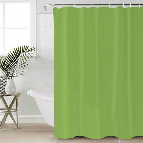 Green Bathroom Curtain 72 Inch Shower Stall Curtain with Hooks, Solid Color Simple Abstract Fashion Light Color Waterproof Polyester Bath Curtain Washable Bathtub Curtain 36''x 72''