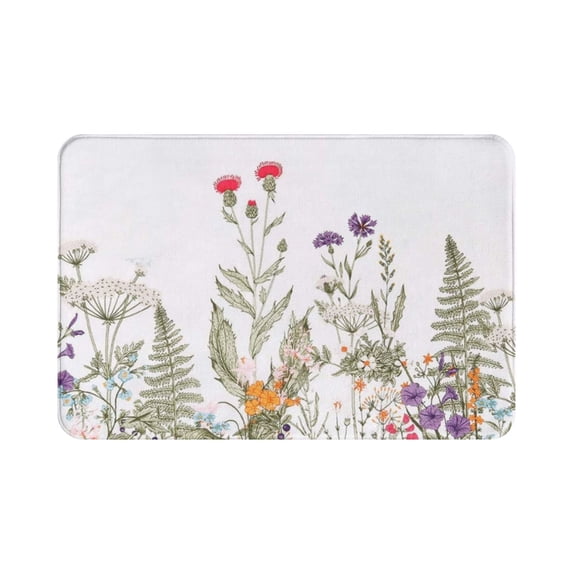 Green Bathroom Rug Leaf Bath Mat Flower Bath Mat Colorful Bath Mat Floral Bath Mat Floral Bathroom Rug 16" X 24"