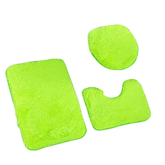Green Bathroom Rug Set, 3Piece Black Bath Mat, for Bathroom Non-Slip Bathroom Mats, Water Absorbent Bath Rug, U-Shaped Contour Rug Toilet Lid Cover