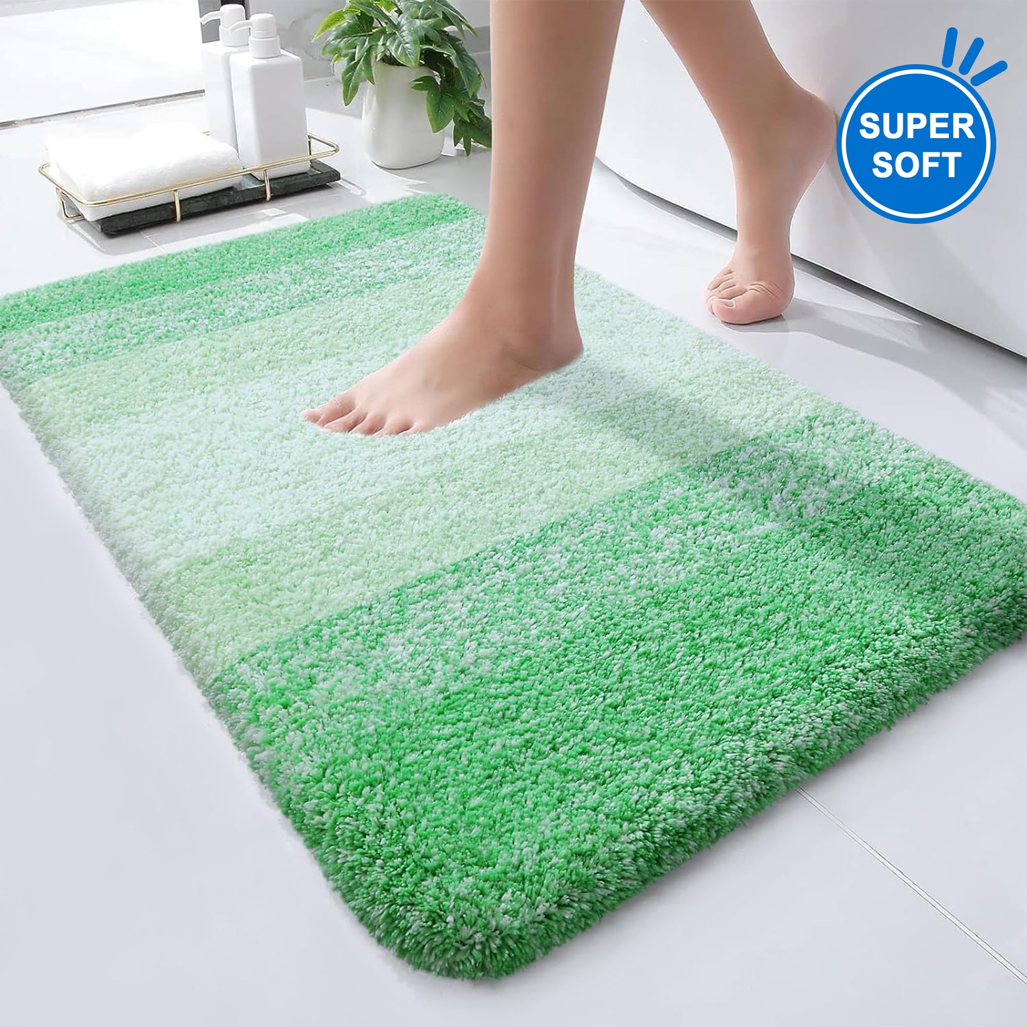 Green Bathroom Rugs Mat, Large Bath Rug for Bathroom Floor NonSlip, Super Elastic Soft Easier