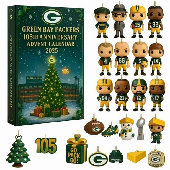 Green Bay 105th Anniversary Pittsburgh Advent Calendar 2025,Christmas Mystery Collectible Ornaments Football Fan Countdown