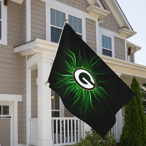 Green_Bay 5x8ft Outdoor Decorative Flag, American Football Team Fan Game Day Support Flag, Lightweight and Drape, Suitable for Strong Winds - All Weather Flag