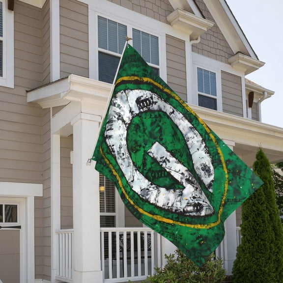 Green_Bay 5x8ft Outdoor Decorative Flag, American Football Team Fan Game Day Support Flag, Lightweight and Drape, Suitable for Strong Winds - All Weather Flag
