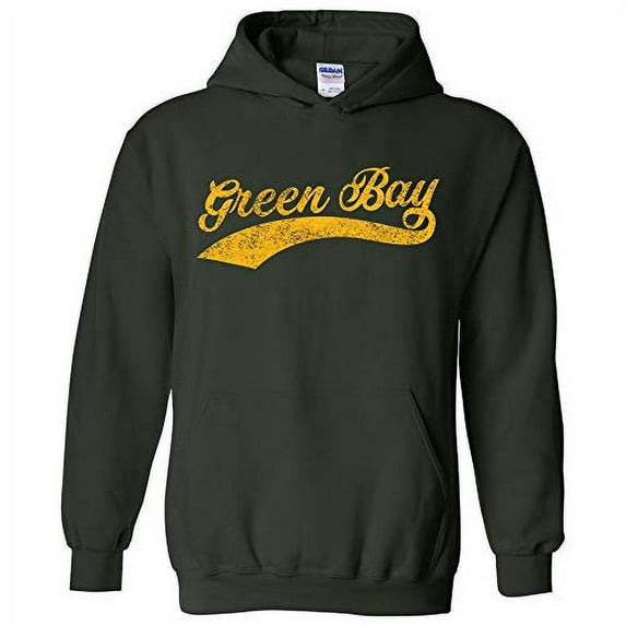 Green Bay Baseball Script - Hometown Pride, Pitcher Hoodie - 3X-Large - Forest